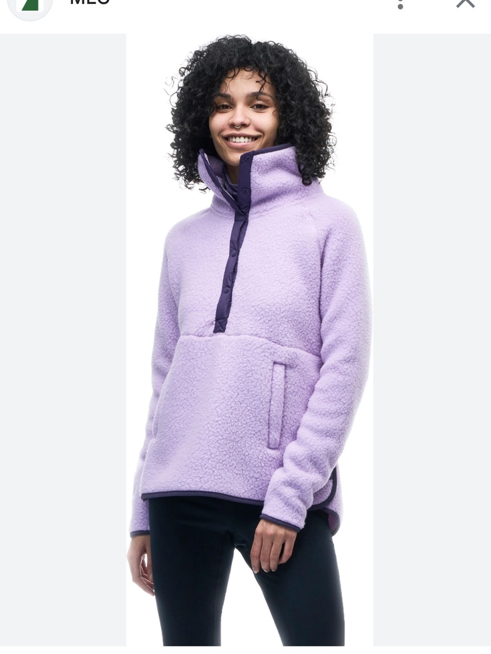 INDYEVA Pecora Fleece Pullover Purple Large Polartec Camping Cabincore Cozy